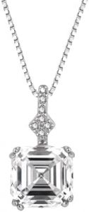 Neeshka S925 Sterling Silver Zircon Morganite White Stone Necklace for Women and Teen Girls