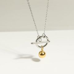 Neeshka Gold Plated Clasp Bell Shaped Pendant Necklace