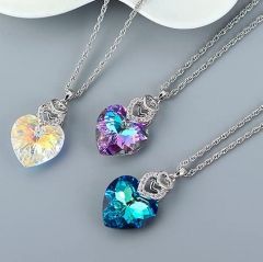 Neeshka Crystal Micro Zircon Heart Shape Pendant Necklace 