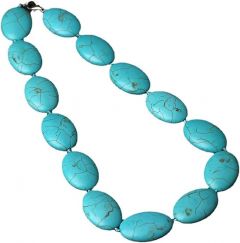 Neeshka Synthetic Turquoise Blue Oval Necklace for Women and Girls