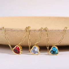 Neeshka 18K Gold Plated Heart Zircon Pendant Choker Necklace for women,
