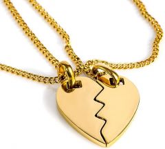 Neeshka 18K Gold Plated Split Heart Couple Dual Pendant Necklace for Women and Teen 