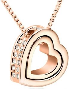 Neeshka Austria Crystal Heart Pendant Necklace for Women and Teen Girls,