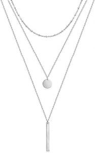 Neeshka Three Layers Coin and Rectangular Pendant Necklace for Women and Teen Girls
