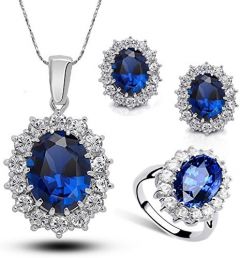 Neeshka Diamond Jewelry Set with Pendant Necklace, Ring and Earring