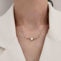Neeshka Natural Freshwater Pearl Pendant Necklace for Women with a Gold Plated Alloy Link Chain